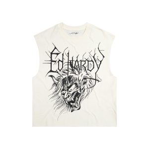 Demon Head Rhinestone Boxy Cropped Tee